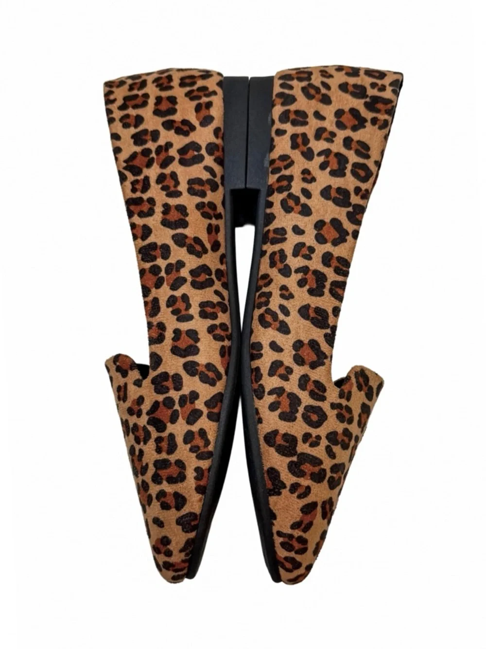 SAILING LU Leopard Print Faux Suede Round Toe Ballet Flat Shoes